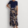 Jupes à volants multicolores en georgette froissée à fleurs Ralph Lauren pour femmes