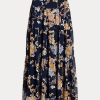 Jupes à volants multicolores en georgette froissée à fleurs Ralph Lauren pour femmes
