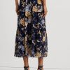Jupes à volants multicolores en georgette froissée à fleurs Ralph Lauren pour femmes