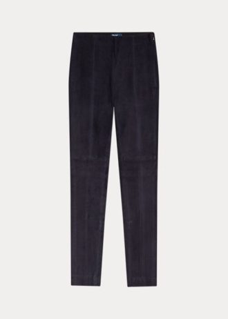 Leggings en daim et peau d&rsquo;agneau bleu marine Ralph Lauren pour femme