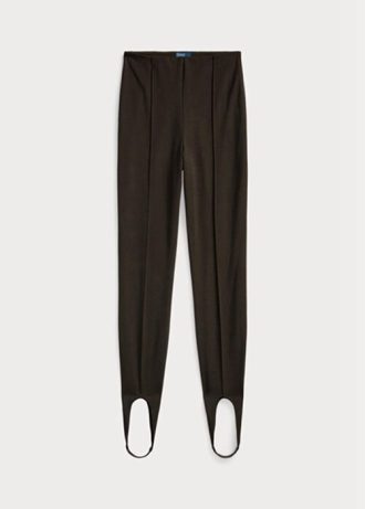 Leggings extensibles marron Ralph Lauren Stirrup à fermeture éclair latérale pour femme