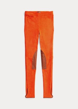 Leggings Jodhpur en daim et agneau extensible orange Ralph Lauren pour femme