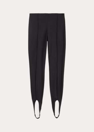 Leggings noirs en maille point de Rome extensible à pinces Ralph Lauren pour femme