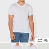 Lot de 2 t-shirts blancs à col en V Ralph Lauren Essential pour homme
