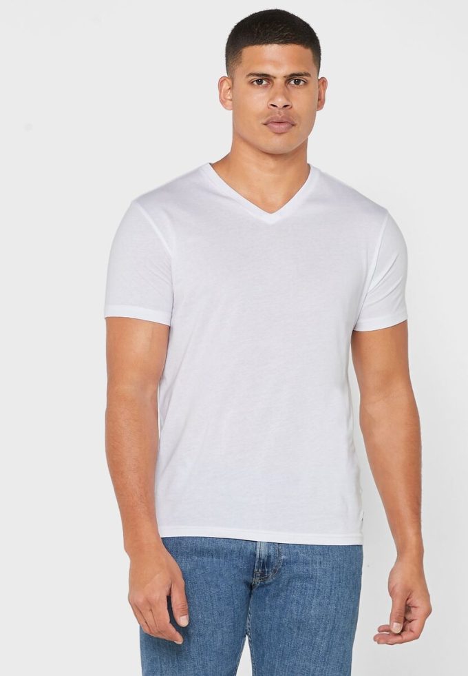 Lot de 2 t-shirts blancs à col en V Ralph Lauren Essential pour homme