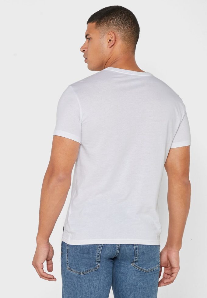 Lot de 2 t-shirts blancs à col en V Ralph Lauren Essential pour homme