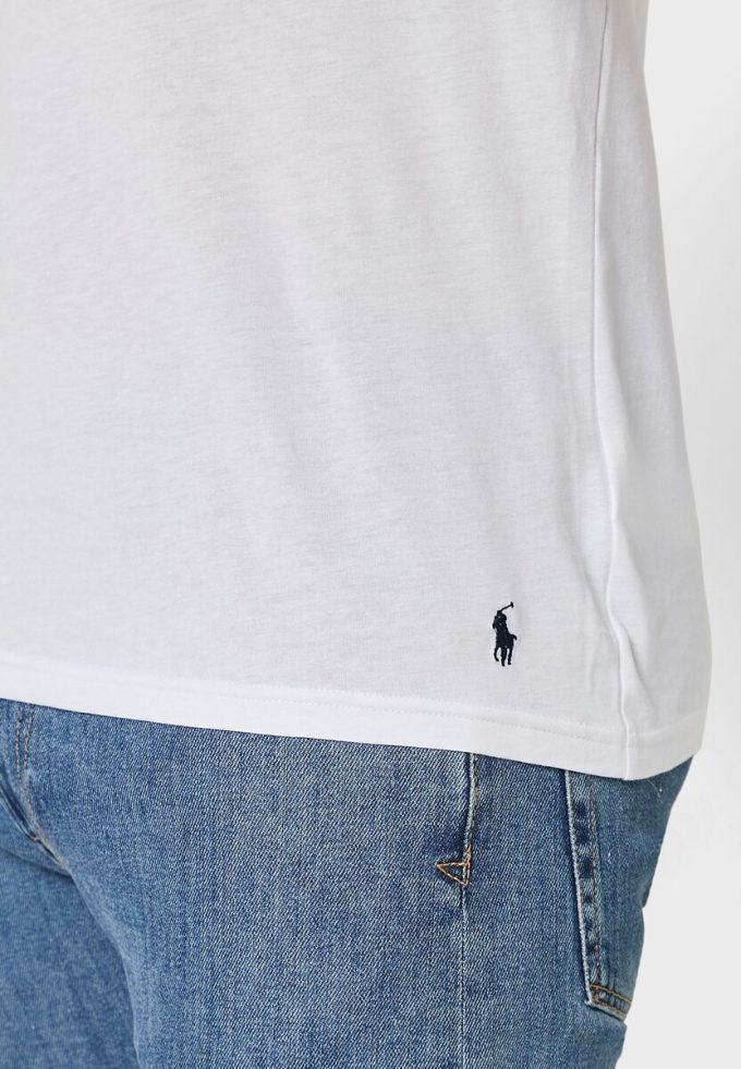 Lot de 2 t-shirts blancs à col en V Ralph Lauren Essential pour homme