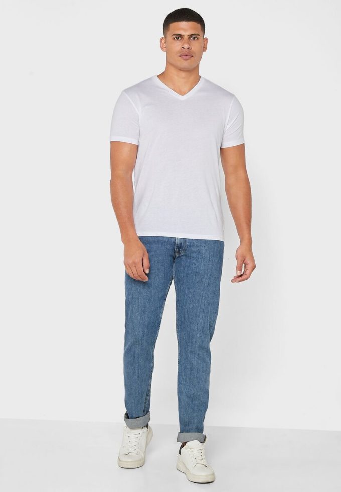 Lot de 2 t-shirts blancs à col en V Ralph Lauren Essential pour homme