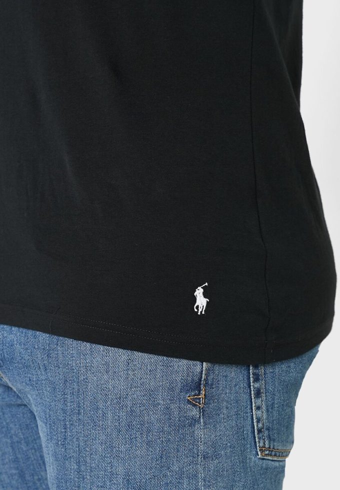 Lot de 2 t-shirts noirs à col en V pour homme Ralph Lauren Essential Lot de 2 t-shirts noirs à col en V pour homme Ralph Lauren Essential