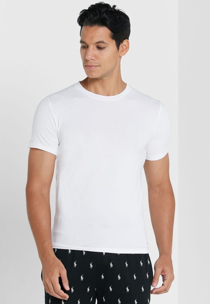 Lot de 2 t-shirts ras du cou essentiels blancs Ralph Lauren pour homme Lot de 2 t-shirts ras du cou essentiels blancs Ralph Lauren pour homme