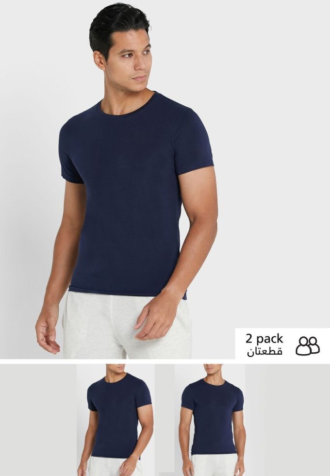 Lot de 2 t-shirts ras du cou essentiels bleu marine Ralph Lauren pour homme Lot de 2 t-shirts ras du cou essentiels bleu marine Ralph Lauren pour homme