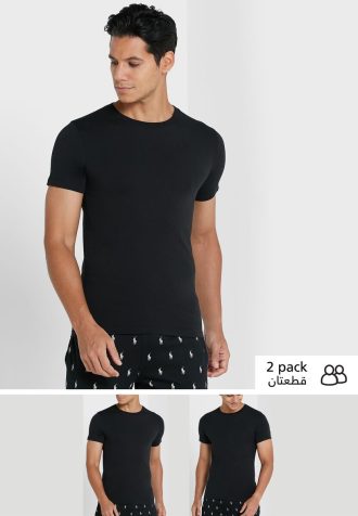 Lot de 2 t-shirts ras du cou essentiels noirs Ralph Lauren pour homme