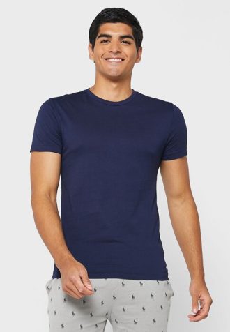 Lot de 3 t-shirts ras du cou assortis bleu marine Ralph Lauren pour homme