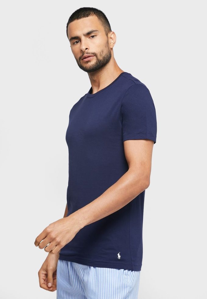Lot de 3 t-shirts ras du cou assortis bleu marine Ralph Lauren pour homme Lot de 3 t-shirts ras du cou assortis bleu marine Ralph Lauren pour homme