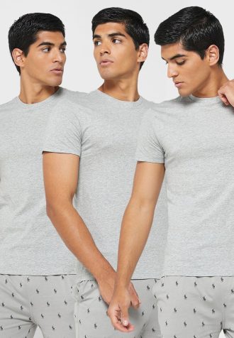 Lot de 3 t-shirts ras du cou gris assortis pour homme Ralph Lauren