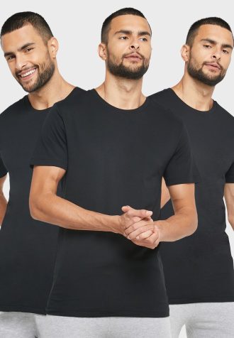 Lot de 3 t-shirts ras du cou noirs assortis pour homme Ralph Lauren