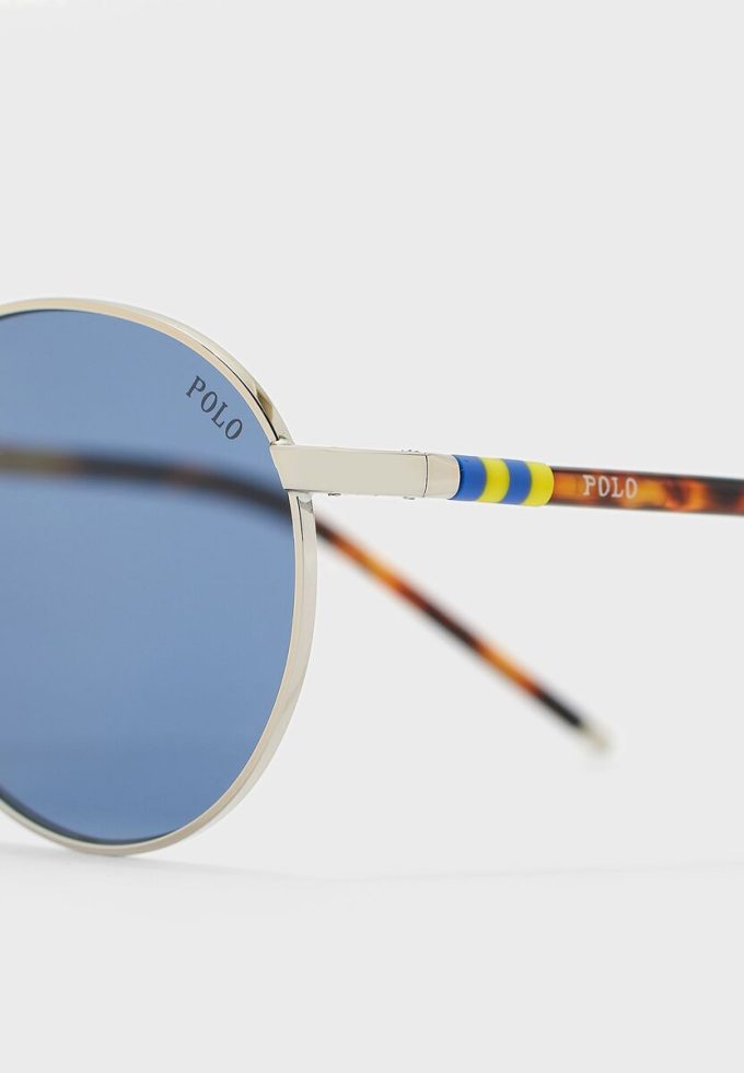 Lunettes de soleil rondes argentées pour homme Ralph Lauren 0PH3133