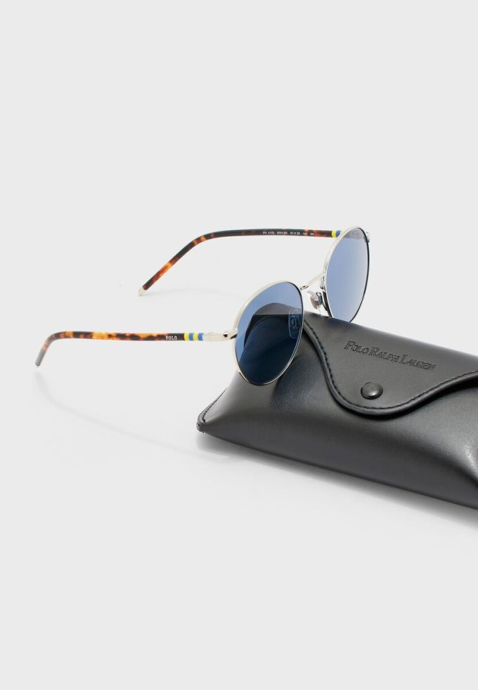 Lunettes de soleil rondes argentées pour homme Ralph Lauren 0PH3133