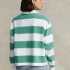 Maillots de rugby courts à rayures verts Ralph Lauren pour femmes Maillots de rugby courts à rayures verts Ralph Lauren pour femmes