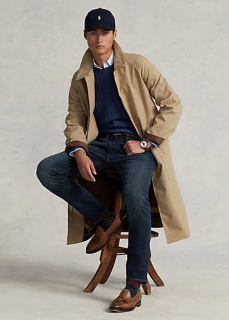 Manteaux de marche en coton tissé beige Ralph Lauren pour homme