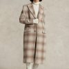 Manteaux en laine mélangée à carreaux Ralph Lauren marron pour femme