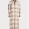 Manteaux en laine mélangée à carreaux Ralph Lauren marron pour femme
