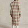 Manteaux en laine mélangée à carreaux Ralph Lauren marron pour femme