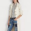 Manteaux en lin à chevrons ceinturés Ralph Lauren pour femmes, couleur crème