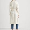 Manteaux en lin à chevrons ceinturés Ralph Lauren pour femmes, couleur crème