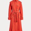 Manteaux en soie mélangée orange Ralph Lauren pour femmes Manteaux en soie mélangée orange Ralph Lauren pour femmes