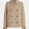Manteaux jacquard monogramme croisés Ralph Lauren pour femmes kaki