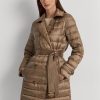 Manteaux matelassés métallisés Ralph Lauren marron pour femmes Manteaux matelassés métallisés Ralph Lauren marron pour femmes