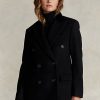 Manteaux noirs Ralph Lauren en laine mélangée Melton à col en velours pour femme