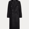 Manteaux noirs Ralph Lauren en laine mélangée Melton à col en velours pour femme