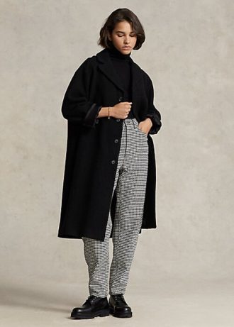 Manteaux oversize en laine mélangée à chevrons Ralph Lauren pour femmes noires