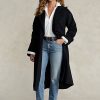 Manteaux portefeuille noirs en laine mélangée à revers en pointe Ralph Lauren pour femmes