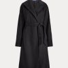 Manteaux portefeuille noirs en laine mélangée à revers en pointe Ralph Lauren pour femmes