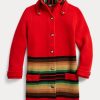 Manteaux pull en laine rouge Ralph Lauren pour femmes