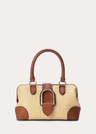 Mini sac à main Ralph Lauren en raphia naturel pour femme
