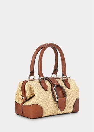 Mini sac à main Ralph Lauren en raphia naturel pour femme