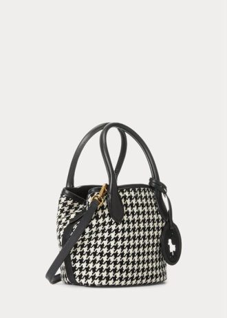 Mini sacs fourre-tout Bellport Ralph Lauren à motif pied-de-poule noir et blanc pour femme