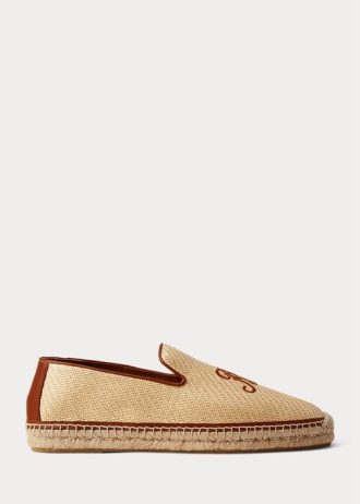 Mocassins beiges en toile brodée Ralph Lauren pour homme