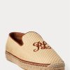 Mocassins beiges en toile brodée Ralph Lauren pour homme