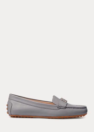 Mocassins en cuir nappa gris foncé pour femme Ralph Lauren Barnsbury