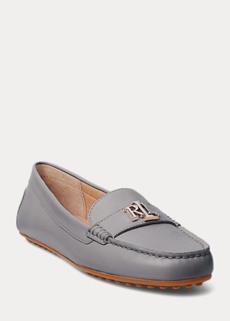 Mocassins en cuir nappa gris foncé pour femme Ralph Lauren Barnsbury