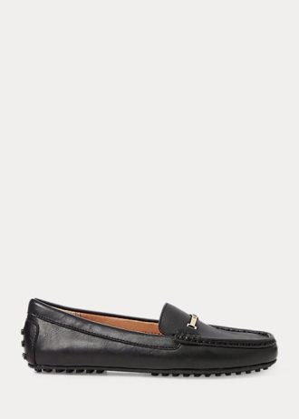 Mocassins en cuir noirs Briony pour femmes Ralph Lauren