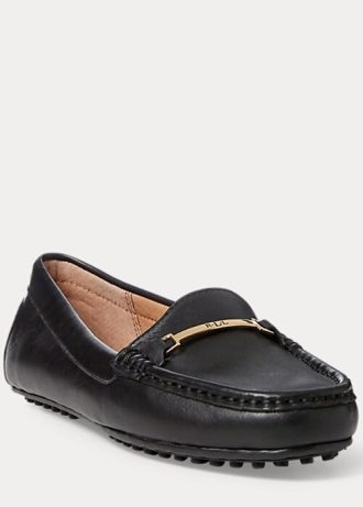 Mocassins en cuir noirs Briony pour femmes Ralph Lauren