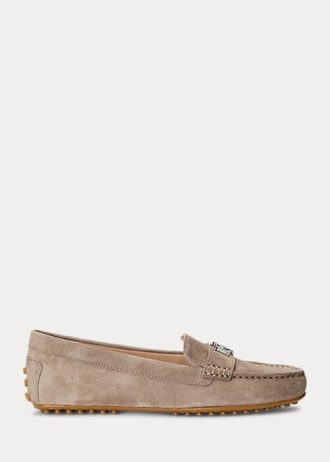Mocassins en daim gris pour femmes Ralph Lauren Barnsbury