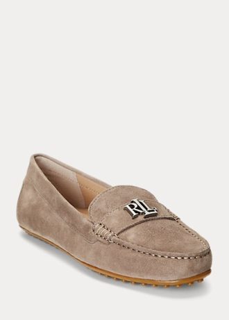 Mocassins en daim gris pour femmes Ralph Lauren Barnsbury