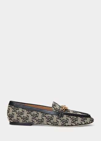 Mocassins gris pour femmes Ralph Lauren Averi II Monogram Jacquard